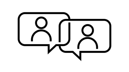 Group chat bubbles or forum discussion with multiple people chatting flat vector line icon for apps and websites Webinar vector illustration isolated