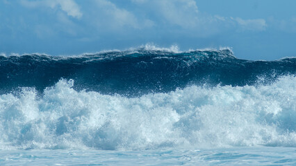 Waves breaking on the ocean at Grand Anse, Reunion Island