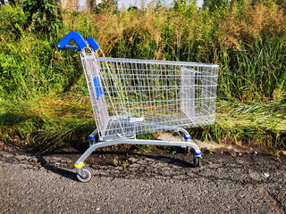 empty shopping cart in the park