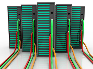 3d illustration Data center server protection lock
