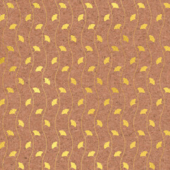 Metallic Gold Pattern on Cork Background