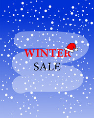 Fototapeta na wymiar Vector winter sale banner with discount text and snow elements. 