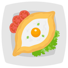 Khachapuri Concept, Georgian staple food Vector Icon Design, National Dish of Georgia Sign, South Caucasus Traditional cuisine Symbol, Gourmet food cooking and restaurant menu item, Filled pastry Sign