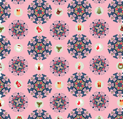 Blue Christmas ornament on the pink background