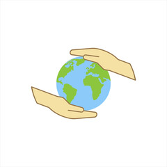 Hand holding world globe icon. Vector concept illustration for design. color editable.