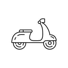 Moped flat line icon. Scooter linear symbol. Vector illustration isolated on white.