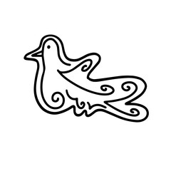  Gingerbread bird. Hand drawn vector illustration in Doodle style