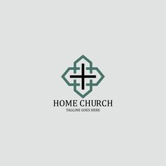 Obraz premium Home church logo design template. Vector illustration