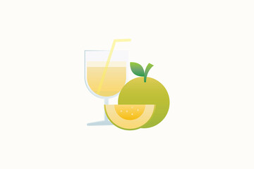 guava juice glass with guava vector design with gradient colors illustration