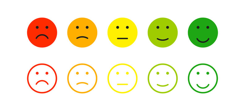 Mood feedback smile in flat style. Expression emotion, vector