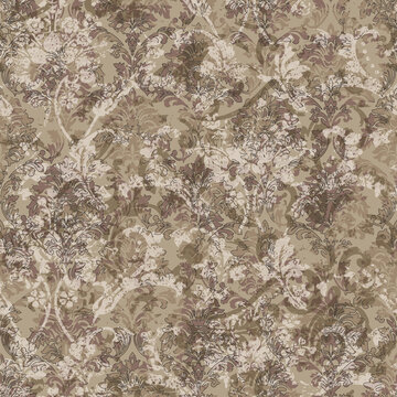 Abstract Damask Baroque Floral  Wallpaper Grunge Arabesque Vector Seamless Pattern