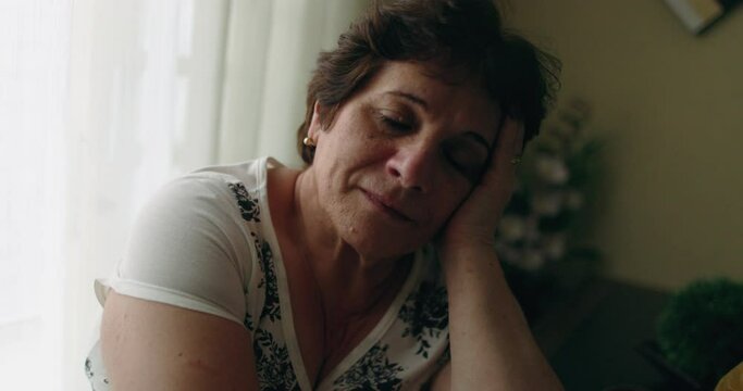 Depressed middle aged woman feeling mental pain