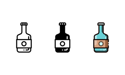 Syrup bottle icon. With outline, glyph, and filled outline styles