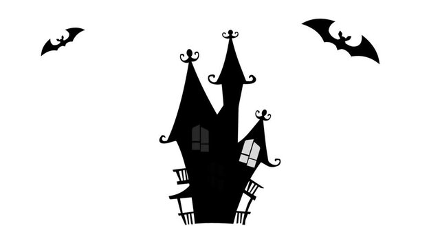 Witch's castle halloween vector icon. animated motion design