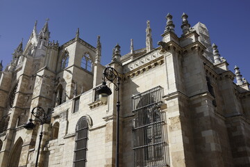 Fototapeta na wymiar Cathedral of Leon, historical city of Spain. Europe