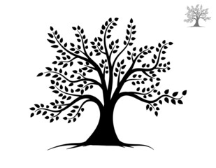 Obraz premium black tree Symbol style and white background. Can be used for your work.