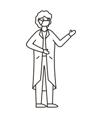 female doctor wearing medical mask line style icon
