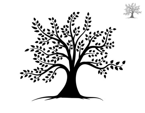 black tree Symbol style and white background. Can be used for your work.