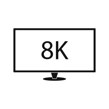 8K inscription on the TV screen. HD quality vector design