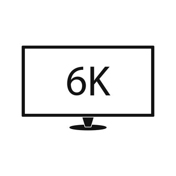 6K inscription on the TV screen. HD quality vector design