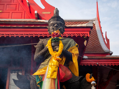 Thao Wessuwan's idol Enshrined at Wat Chulamanee Samut Songkhram Province 19 October 2020 Thailand