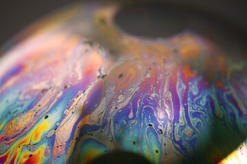 colorful soap Bubble Ball with black background.