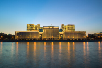 Fototapeta premium Ministry of Defense of the Russian Federation in the evening. Russia Moscow
