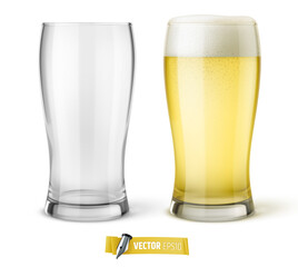 Verres de bière vectoriels sur fond blanc