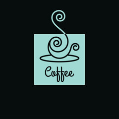 Coffee cup logo. Linear art cup of coffee