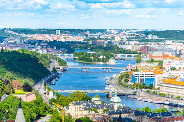 Fototapeta premium Prague skyline with Vltava bridges