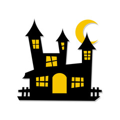 illustration of ghost houses. Halloween theme. Design elements for poster, greeting card, invitation. Vector illustration