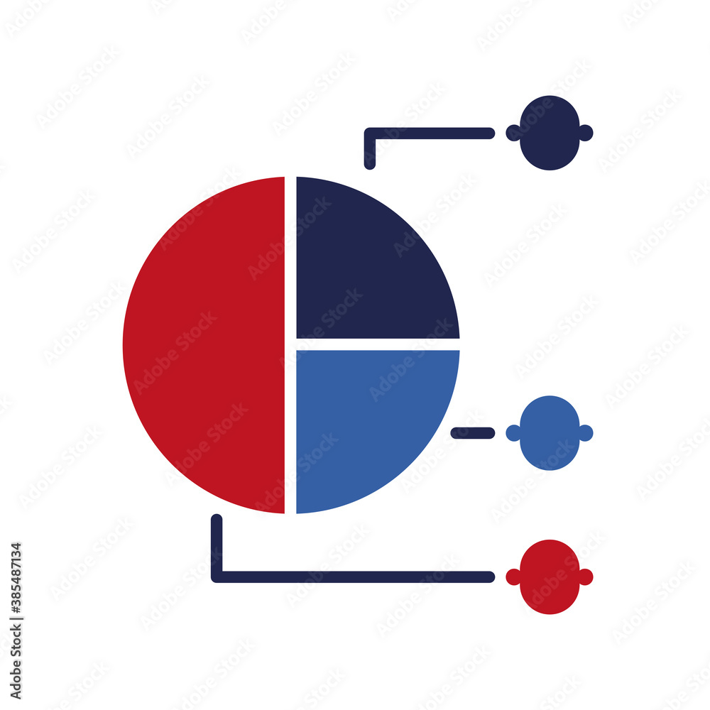 Canvas Prints pie chart with people line and fill style icon vector design