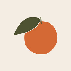 Abstract Minimalist orange shape art print element.
