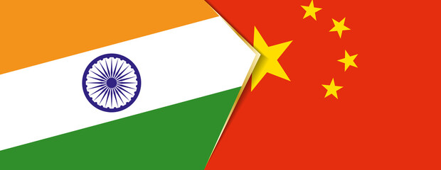 India and China flags, two vector flags.