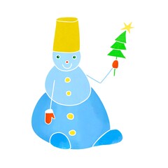 snowman with christmas tree
