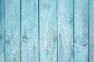 Texture of old boards with blue peeling paint. Texture background