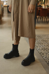 close-up of beautiful cool fashion clothes with hands