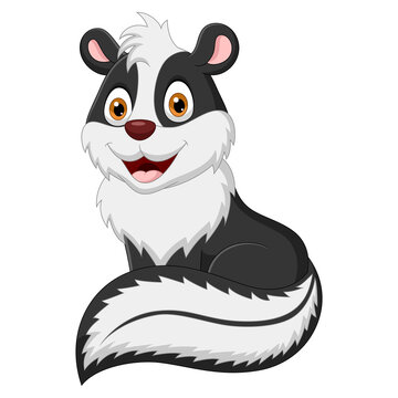 Cartoon skunk posing isolated on white background
