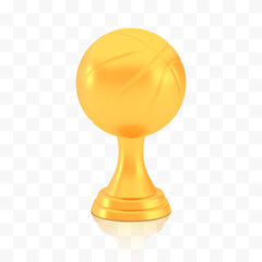 Winner basketball cup award, golden trophy logo isolated on white transparent background