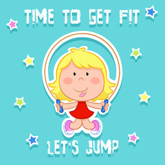 Time to get fit - Little girl and sport - Rope jumping