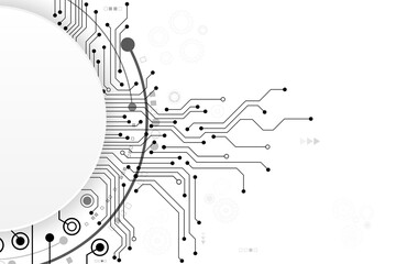 Vector circuit frame on white white screen for communication technology background concept