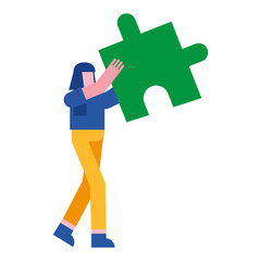 woman with puzzle vector design