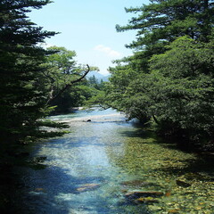 長野県の観光地、上高地の美しい自然の風景