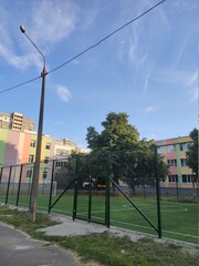 Fototapeta premium the territory of the new school with a clear sky
