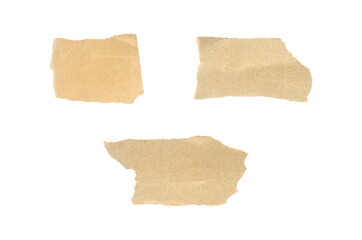 Recycled paper craft stick on a white background. Brown paper torn or ripped pieces of paper isolated on white background with clipping path.