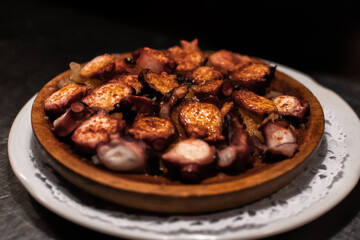 Typical spanish octopus food, pulpo a la gallega