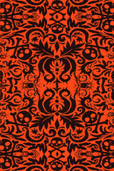 Halloween floral party Poster, Vector holiday illustration for Day of the dead or Halloween.