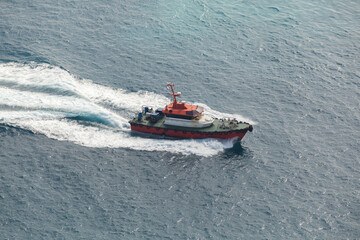 Fototapeta premium Fast pilot boat is in the way. Persian Gulf,