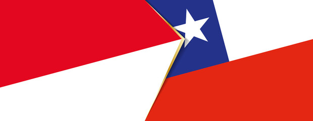 Indonesia and Chile flags, two vector flags.