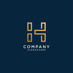 Obraz premium Logo letter H with golden line art style, unique, premium, vector part 4